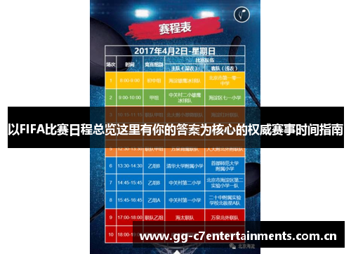 以FIFA比赛日程总览这里有你的答案为核心的权威赛事时间指南 以FIFA比赛日程总览这里有你的答案为核心的权威赛事时间指南